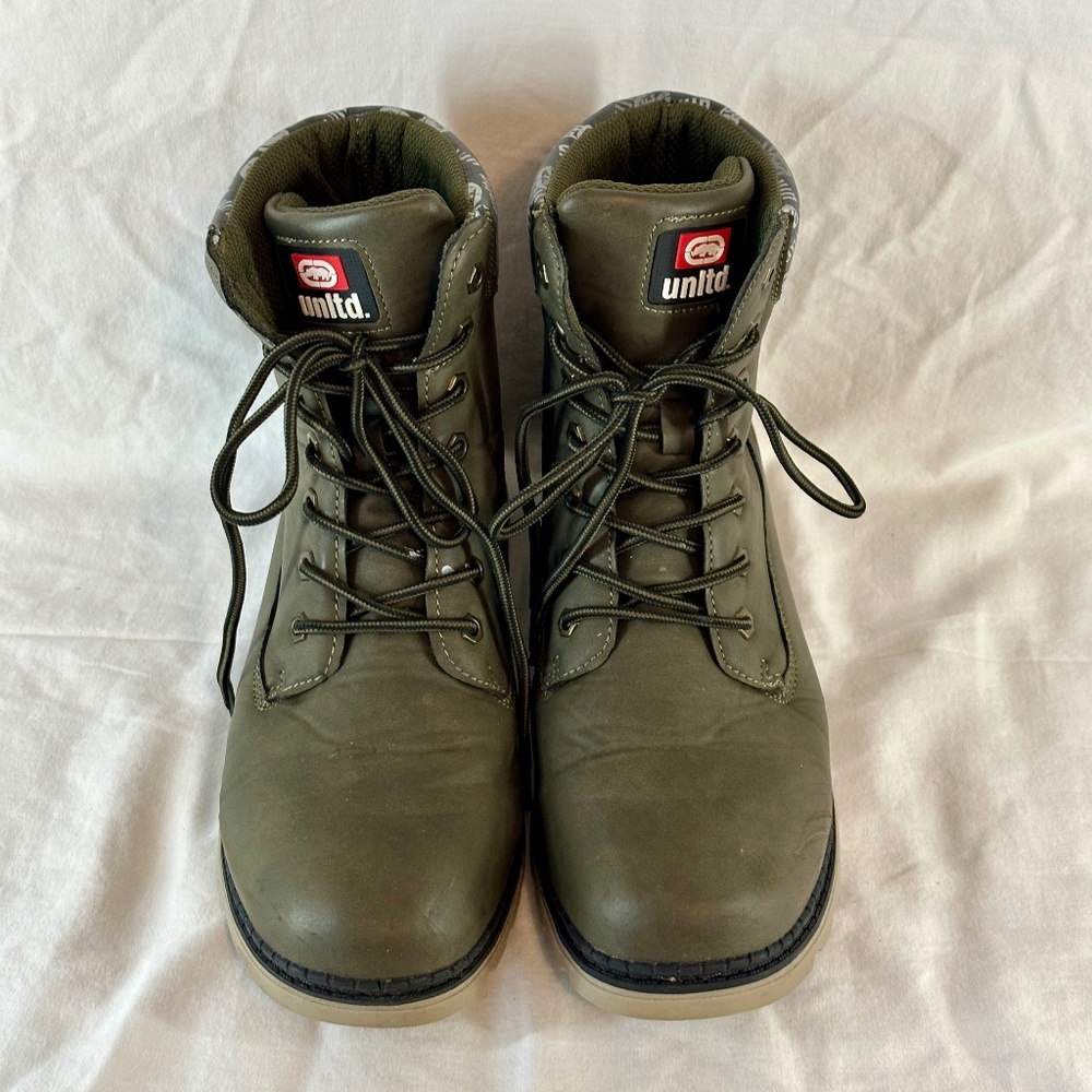 Ecko Unltd Boots Mens Size 10 Olive Green TRENT-07M Lace Up Ankle Work Rugged